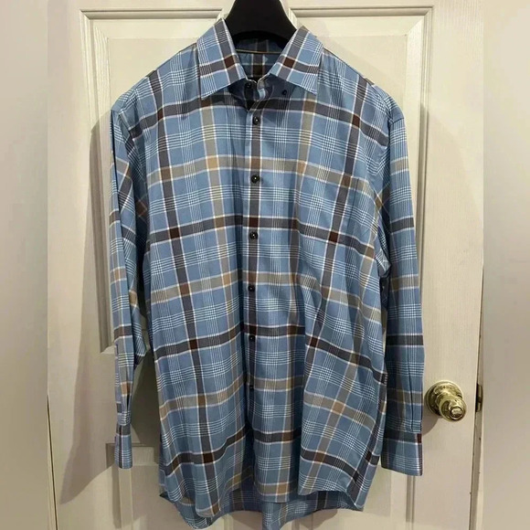 Robert Talbott Men’s XL Classic Multicolored Plaid Button Down Shirt - Picture 2 of 9